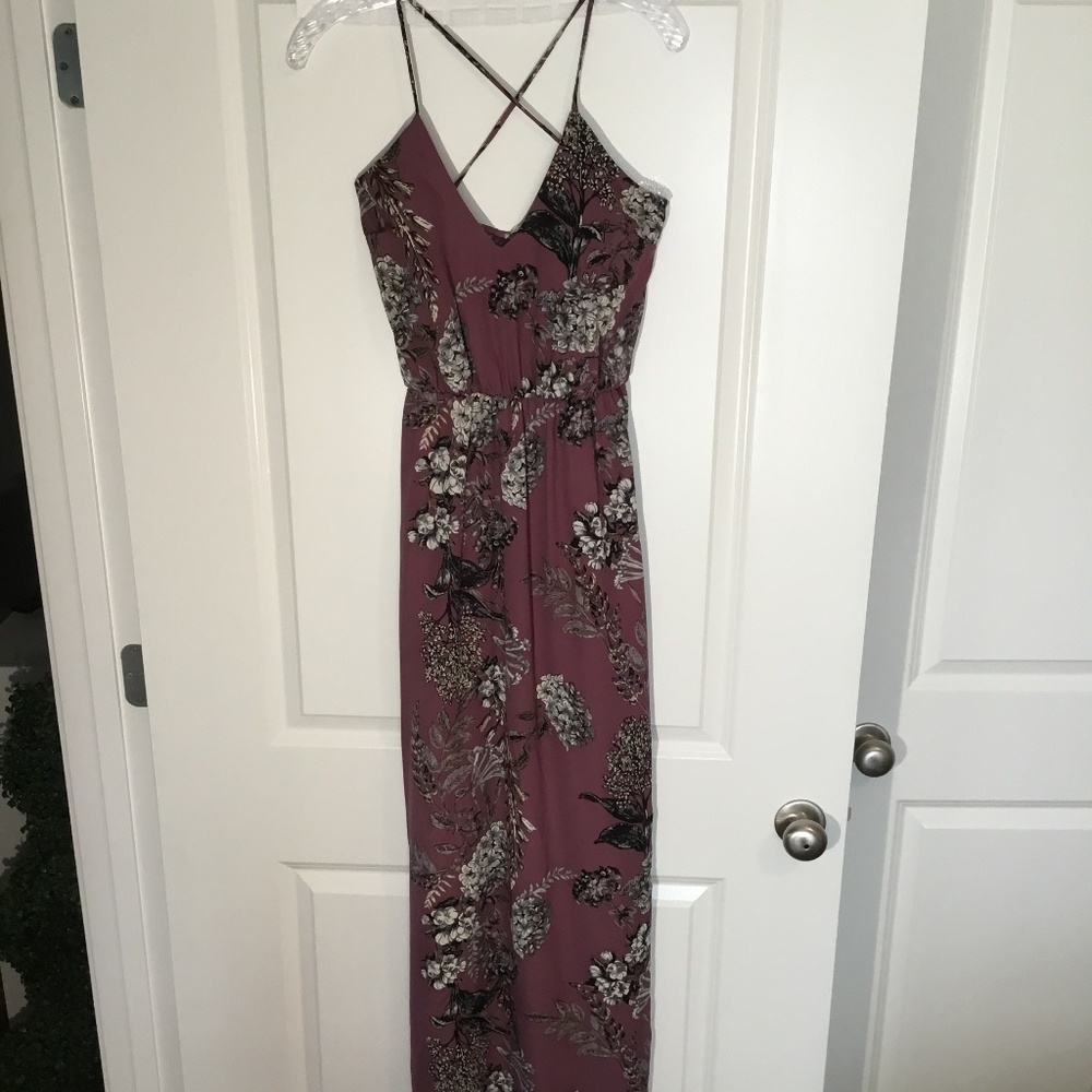 Charlotte Russe Ladies Spaghetti Strap Floral Maxi Dress Purple/White Size XS
